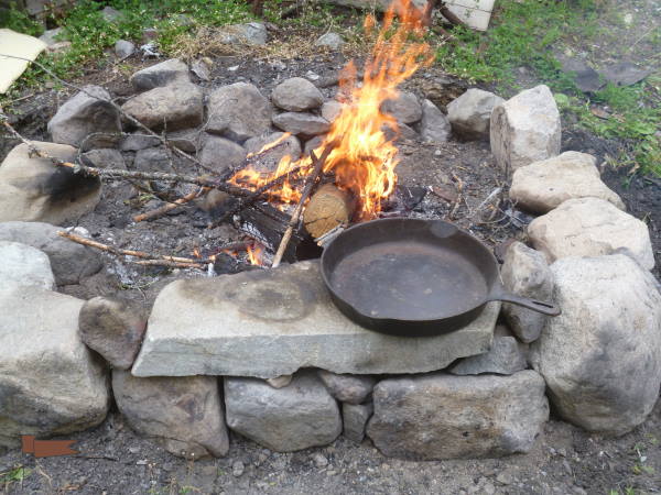 Getting the fire ready for the frying pan