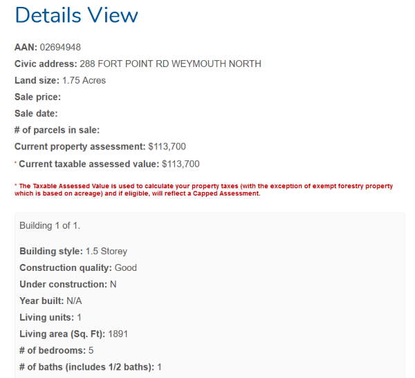 Five Fathom Farm Tax Assessment