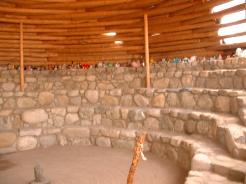 The Grand Kiva at the Sanctuary is built underground, using an unusual technique of building the stone walls right in place