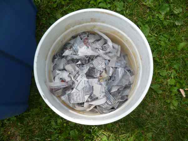 Soak the newspaper in rainwater...