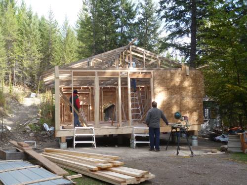 Pretty much all on, the trusses make this project look more like a house...