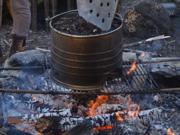 Pasteurizing Soil over a fire