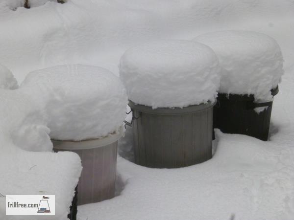 Snow insulating the Trash Can Compost